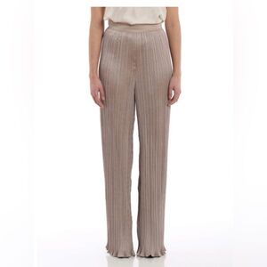 Max‎ Mara || Pergola Pleated Sateen Trousers Plisse Party Beige Champagne US 10